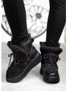 Жіночі шкіряні черевики Тедді на шнурівці (хутро) чорного кольору 34981