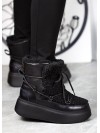 Женские кожаные ботинки Тедди на шнуровке (цигейка) черного цвета 34980