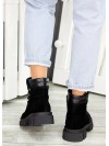 Жіночі шкіряні черевики трапери (байка) чорного кольору 34807