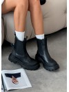Женские кожаные ботинки с резинкой (байка) черного цвета 34972