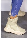 Женские кожаные спортивные ботинки (байка) бежевого цвета 35111