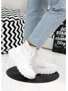 Жіночі шкіряні спортивні черевики (хутро) білого кольору 35112