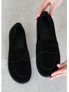 Жіночі туфлі з натуральної замші чорного кольору 35389
