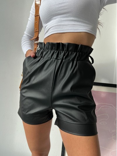 Жiночi шорти еко-шкiри чорного кольору 34060