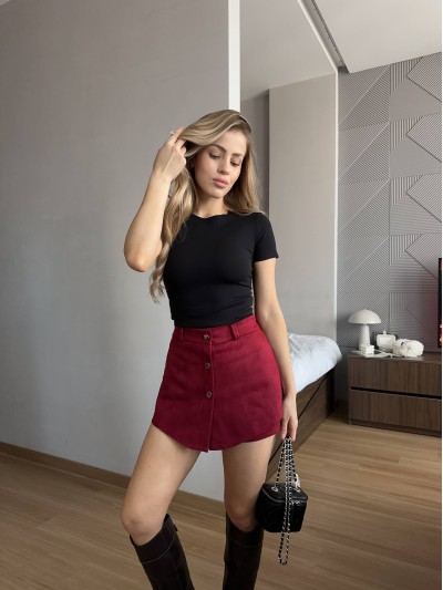 Жіночi шорти-спідниця бордового кольору 35948