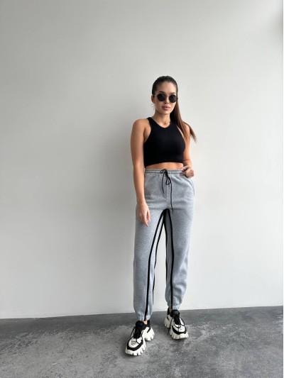 Жiночi спортивнi штани на флiсi сiрого кольору 35807