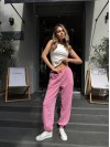 Жiночi спортивнi штани вiльного крою рожевого кольору 35130