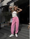 Жiночi спортивнi штани вiльного крою рожевого кольору 35130