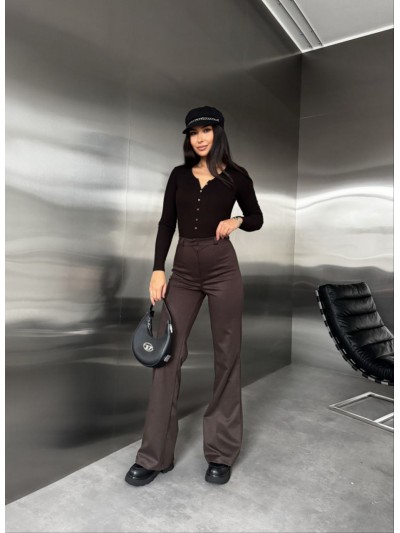Жiночi теплi класичнi брюки коричневого кольору 35774