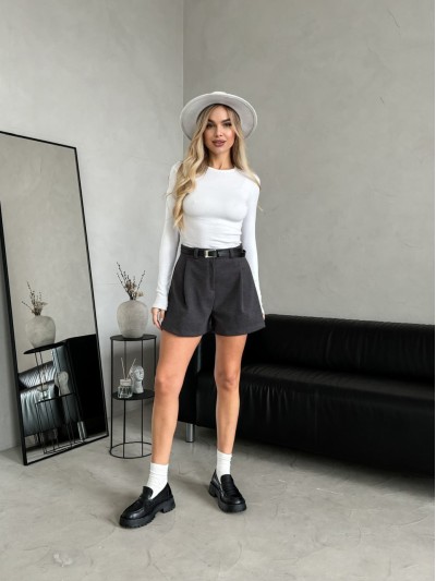 Жіночі теплi шорти графiтового кольору 35219