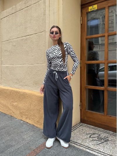 Жiночi теплi штани з лампасами графiтового кольору 35360