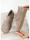 Жіночі туфлі з натуральної замші (байка) бежевого кольору 35393