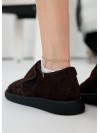Жіночі туфлі з натуральної замші (байка) коричневого кольору 35392