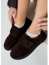 Жіночі туфлі з натуральної замші (байка) коричневого кольору 35392