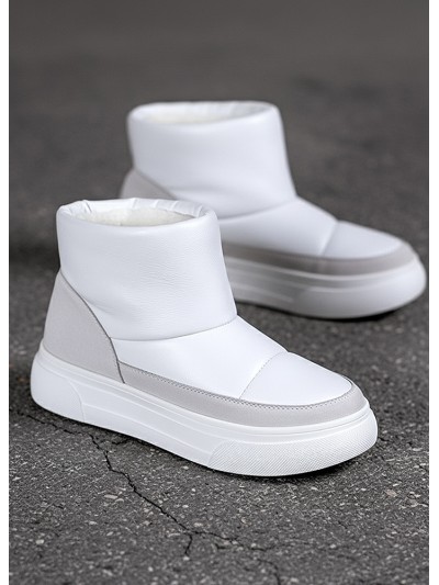 Жіночі уггі з натуральної шкіри (цигейка) білого кольору 35831