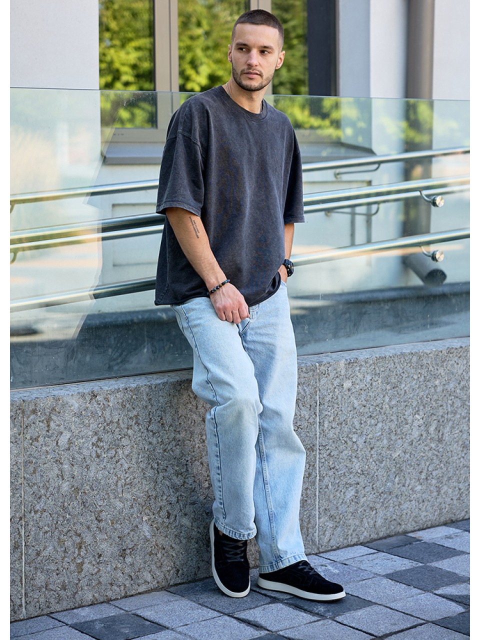 Чоловічі туфлі з натуральної замші на шнурівці чорного кольору 35472