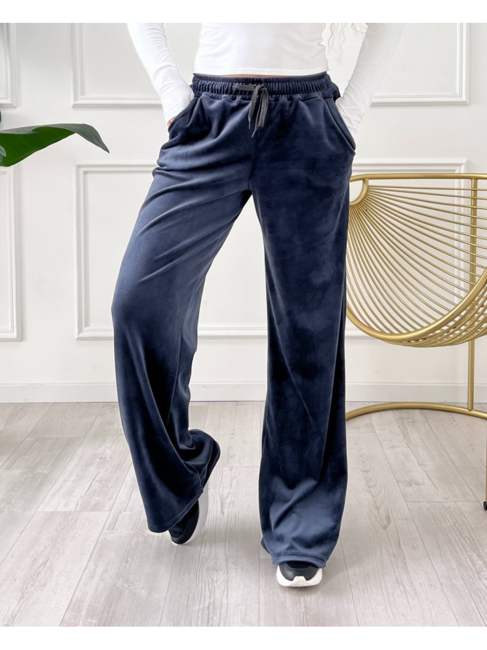 Жiночi велюровi штани графiтового кольору 34994