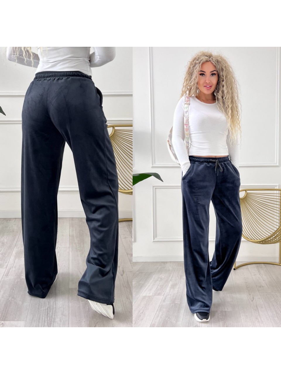 Жiночi велюровi штани графiтового кольору 34994