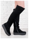 Женские замшевые ботфорты крипер (байка) черного цвета 34839