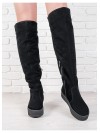 Жіночі замшеві ботфорти кріпер (Європейка) чорного кольору 34838