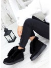 Жіночі замшеві короткі черевики (хутро) чорного кольору 34920