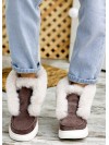 Женские замшевые короткие ботинки (мех) кофейного цвета 34925