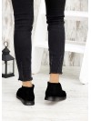 Жіночі замшеві короткі черевики чорного кольору 34919