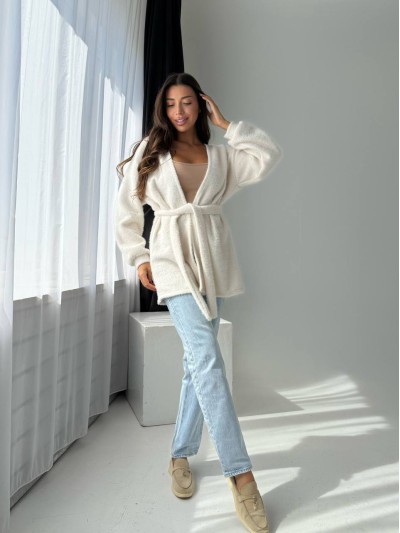 Женский ангоровый кардиган молочного цвета 34629