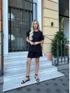 Женский базовый костюм с шортами черного цвета 33644
