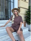Жiночiй базовий костюм з шортами коричневого кольору 33646