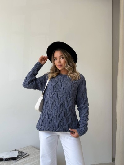 Жіночий базовий светр синього кольору 34362