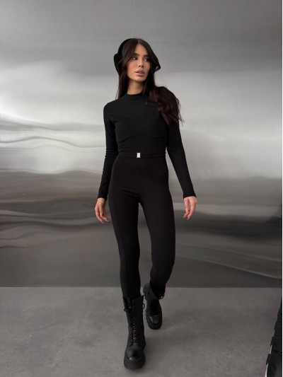 Жіночий базовий термокостюм чорного кольору 35912