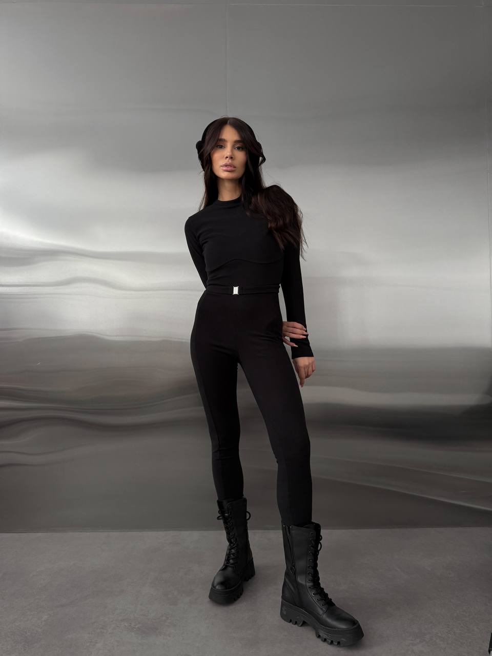 Жіночий базовий термокостюм чорного кольору 35912