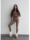 Жіночий базовий термокостюм кавового кольору 35880