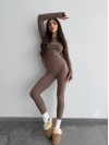 Жіночий базовий термокостюм кавового кольору 35880