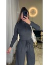 Жіночий базовий термокостюм з широкими штанами сiрого кольору 36045