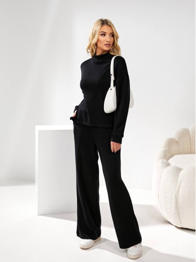 Жiночiй брючний костюм з ангори чорного кольору 34172