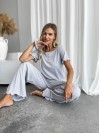 Женский домашний комплект тройка (топ+резинка+штаны) серого цвета 34016