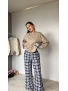 Жіночий домашній костюм в клiтину з бавовни синього кольору  35958