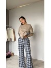 Жіночий домашній костюм в клiтину з бавовни синього кольору  35958