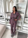Жіночий домашній костюм в клiтину з фланелi бордового кольору  35926
