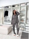 Жіночий домашній костюм в клiтину з фланелi графiтового кольору  35922