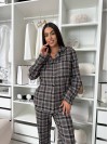 Жіночий домашній костюм в клiтину з фланелi графiтового кольору  35922