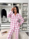 Жіночий домашній костюм в клiтину з фланелi рожевого кольору  35925