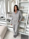 Жіночий домашній костюм в клiтину з фланелi сiрого кольору  35923