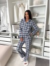 Жіночий домашній костюм в клiтину з фланелi темно-синього кольору  35920