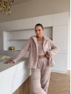 Жіночий домашній махровий костюм 3-ка бежевого кольору  35524