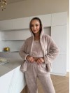 Жіночий домашній махровий костюм 3-ка бежевого кольору  35524