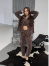 Жіночий домашній махровий костюм 3-ка коричневого кольору  35771