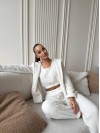 Жіночий домашній махровий костюм 3-ка молочного кольору  35523